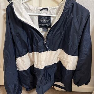 Charles River Navy and White Windbreaker